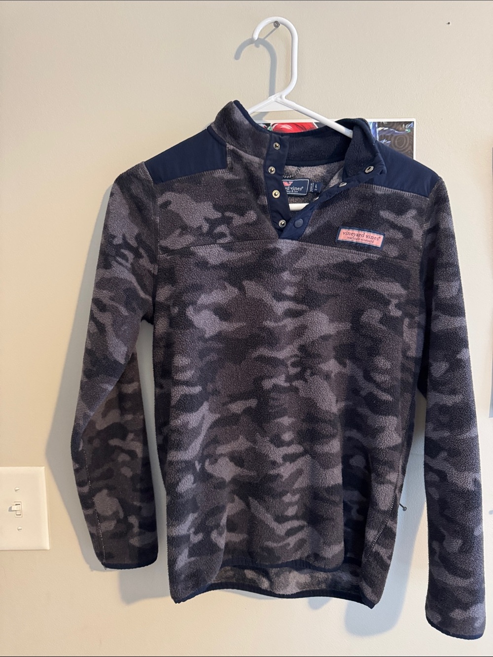 Vineyard Vines Kids Navy & Gray Camo Snap Pullover Hoodie